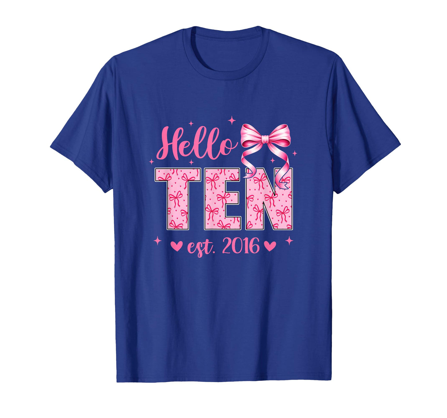 Hello Ten Est 2016 Coquette Bow 10Th Birthday Girl 10 Years T-Shirt