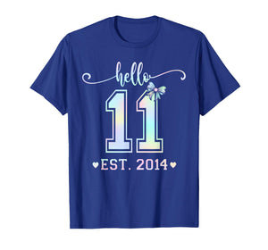 Hello Eleven Est 2014 Coquette Bow 11th Birthday Girl T-Shirt
