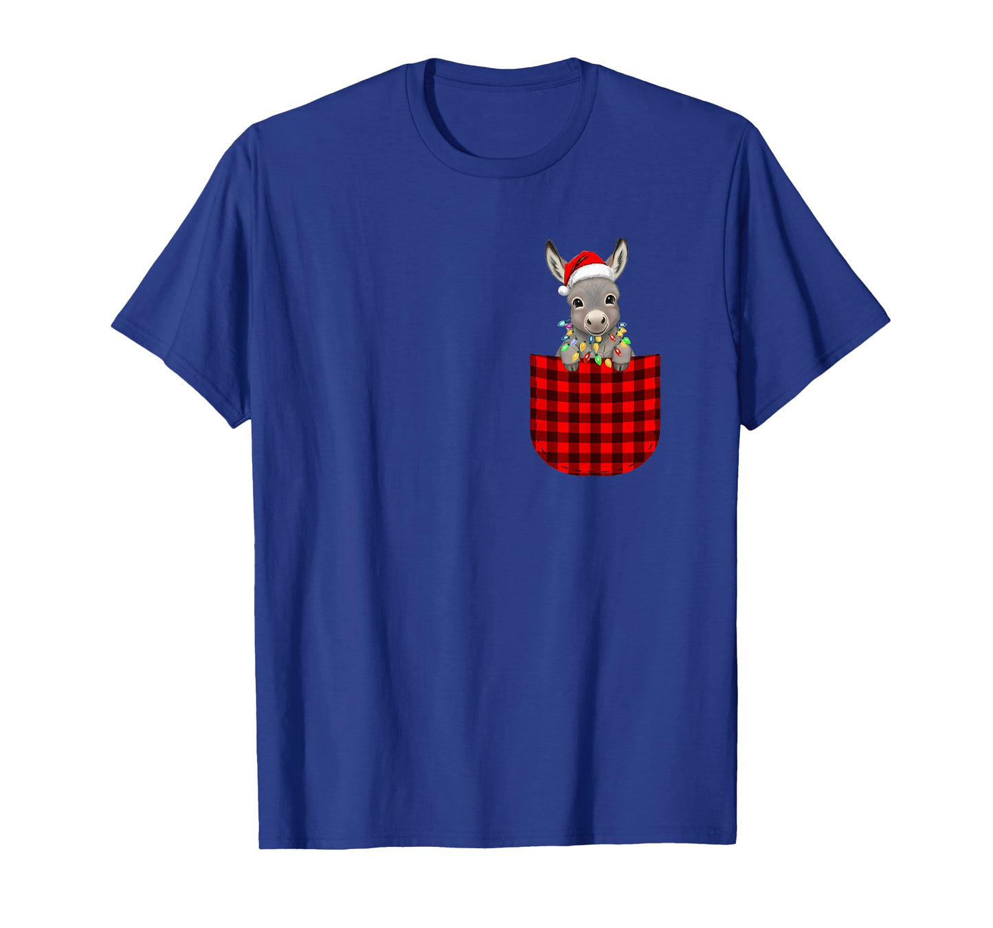 Donkey Buffalo Red Plaid Pocket Christmas Funny Men Women T-Shirt