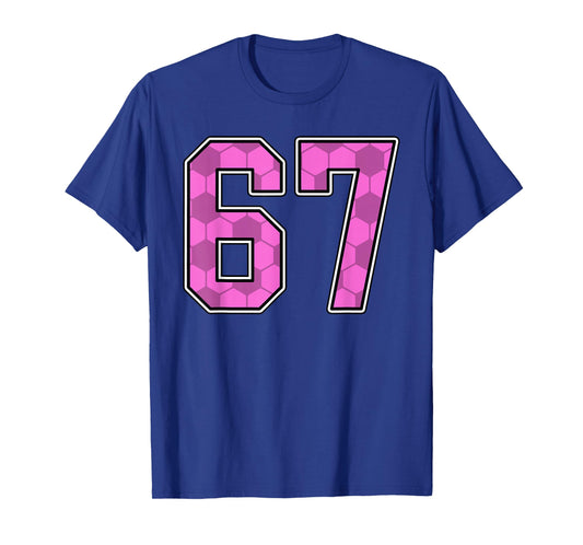 Pink Soccer Pattern Number 67 Jersey Player Uniform #67 T-Shirt