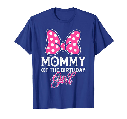 Mommy of The Birthday Girl Cute Pink Bow Family Matching T-Shirt