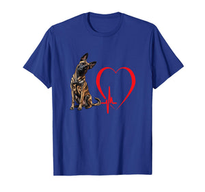 Dutch Shepherd Heartbeat EKG Funny Dog Owner Art T-Shirt