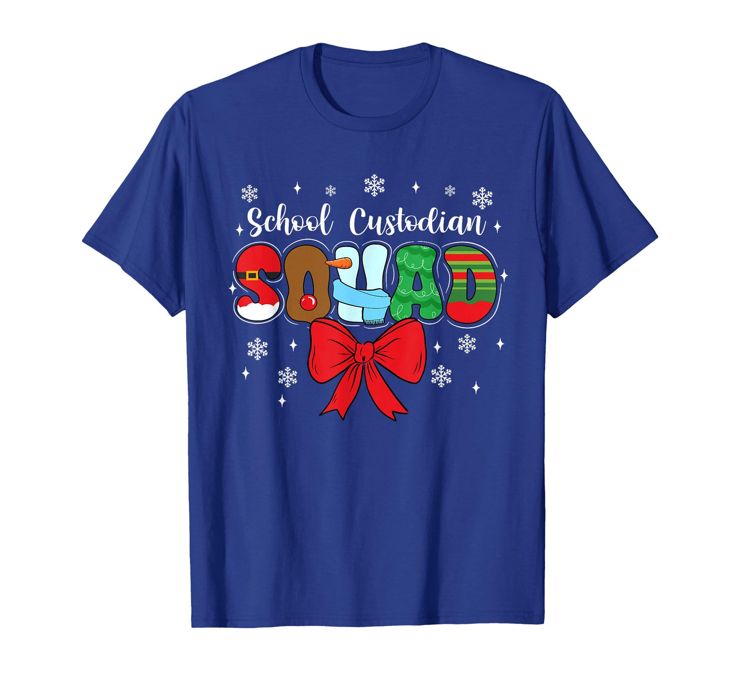 School Custodian Squad Bow Pencil Funny Christmas T-Shirt