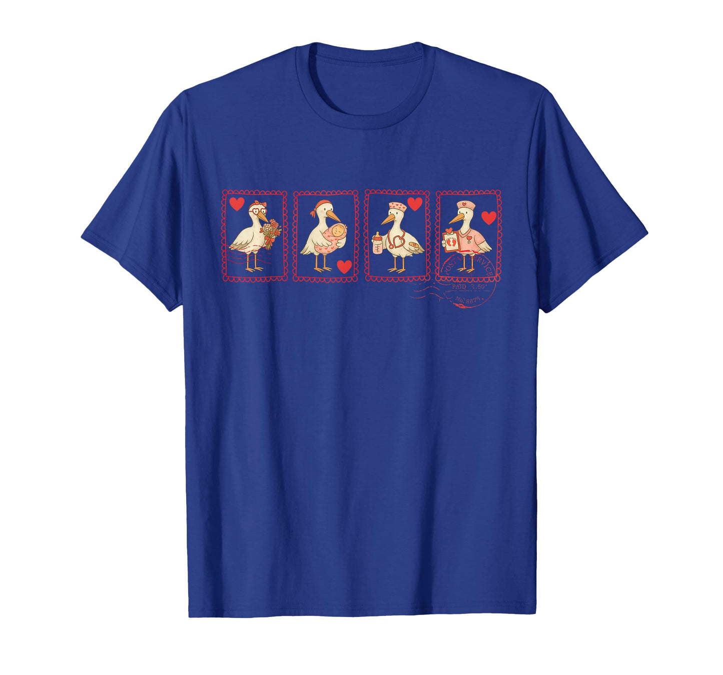 Valentine Day Mother Baby Nurse Stamp Silly Goose Postpartum T-Shirt