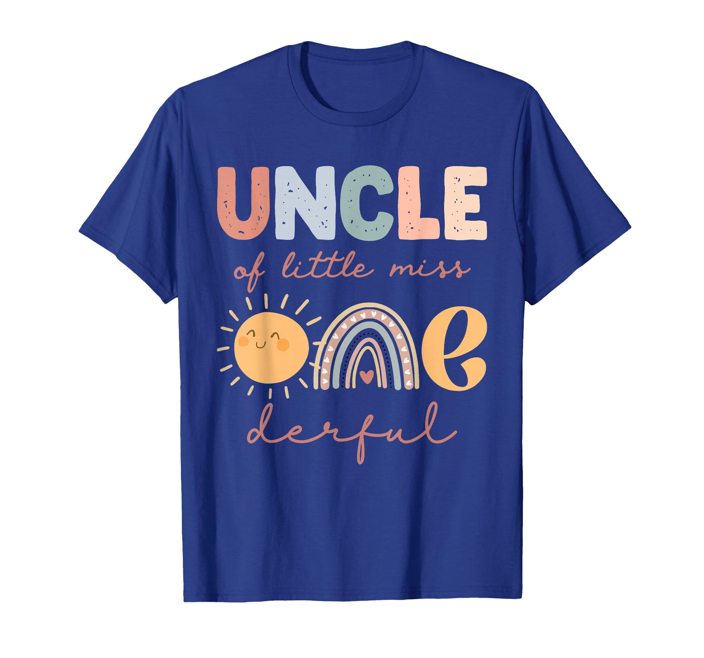 Uncle of Little Miss Onederful First Birthday Boho Rainbow T-Shirt