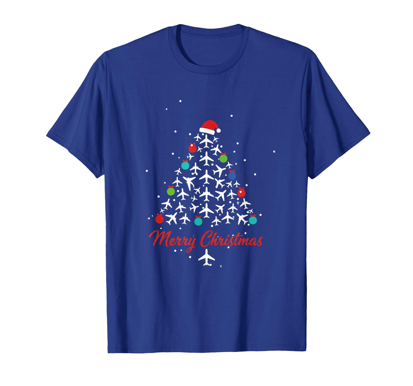 Christmas Airplane Tree Merry Christmas Pilot Travel Santa T-Shirt