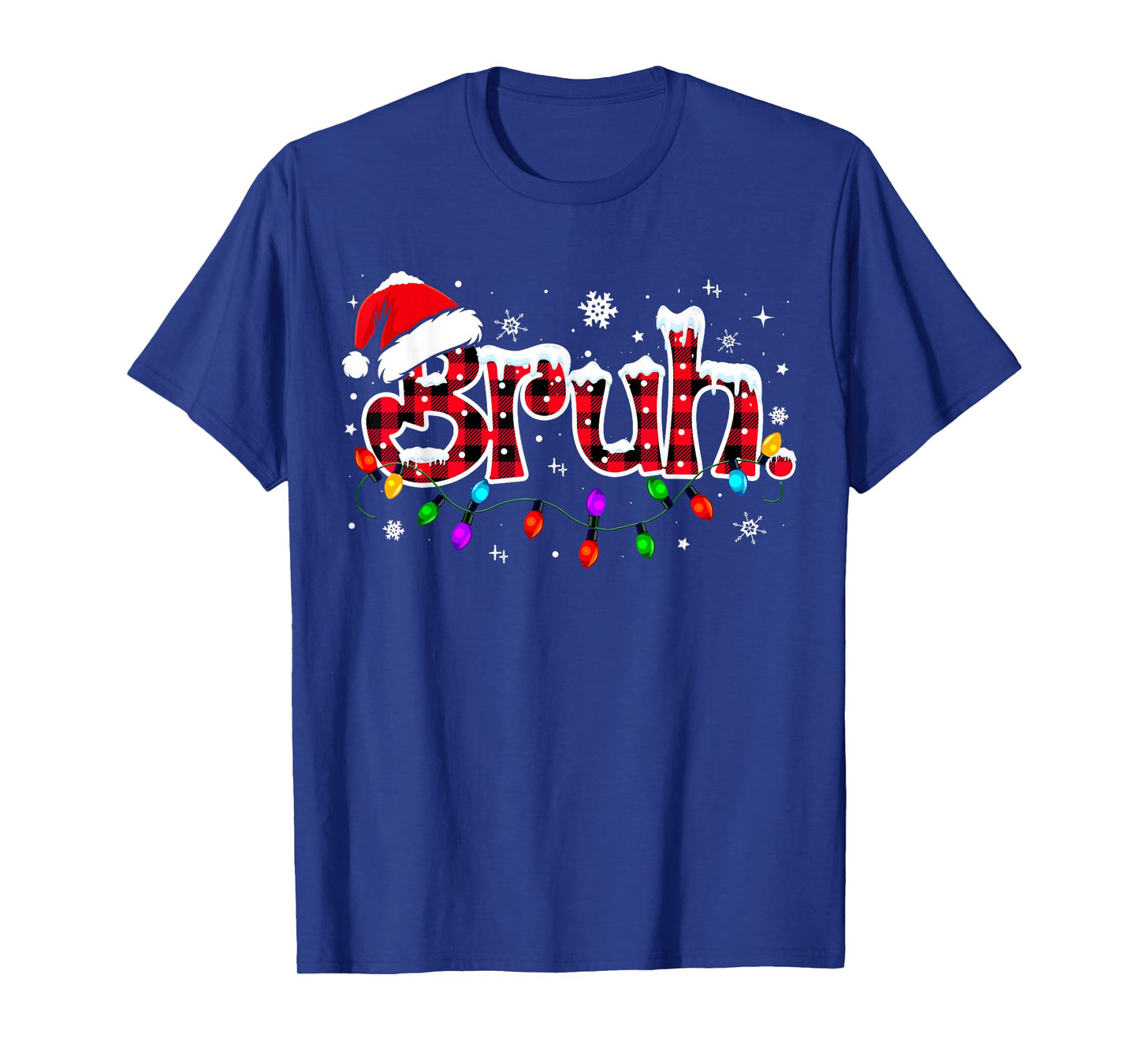 Bruh Funny Christmas Red Plaid Teens Boys Kids Xmas Pajamas T-Shirt