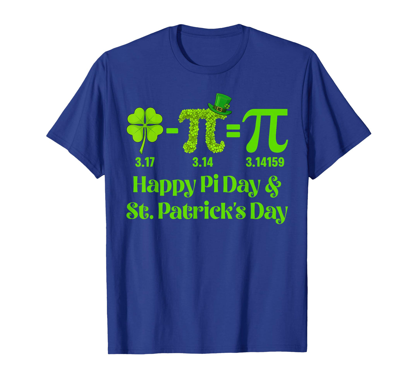 Happy Pi Day St Patricks Pi 3.14 Shamrock Men Boy Teacher T-Shirt