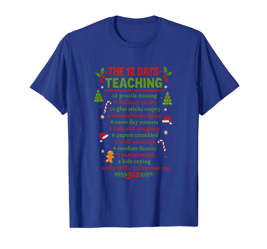 Retro The 12 Days of Teaching Christmas Teacher Xmas Holiday T-Shirt