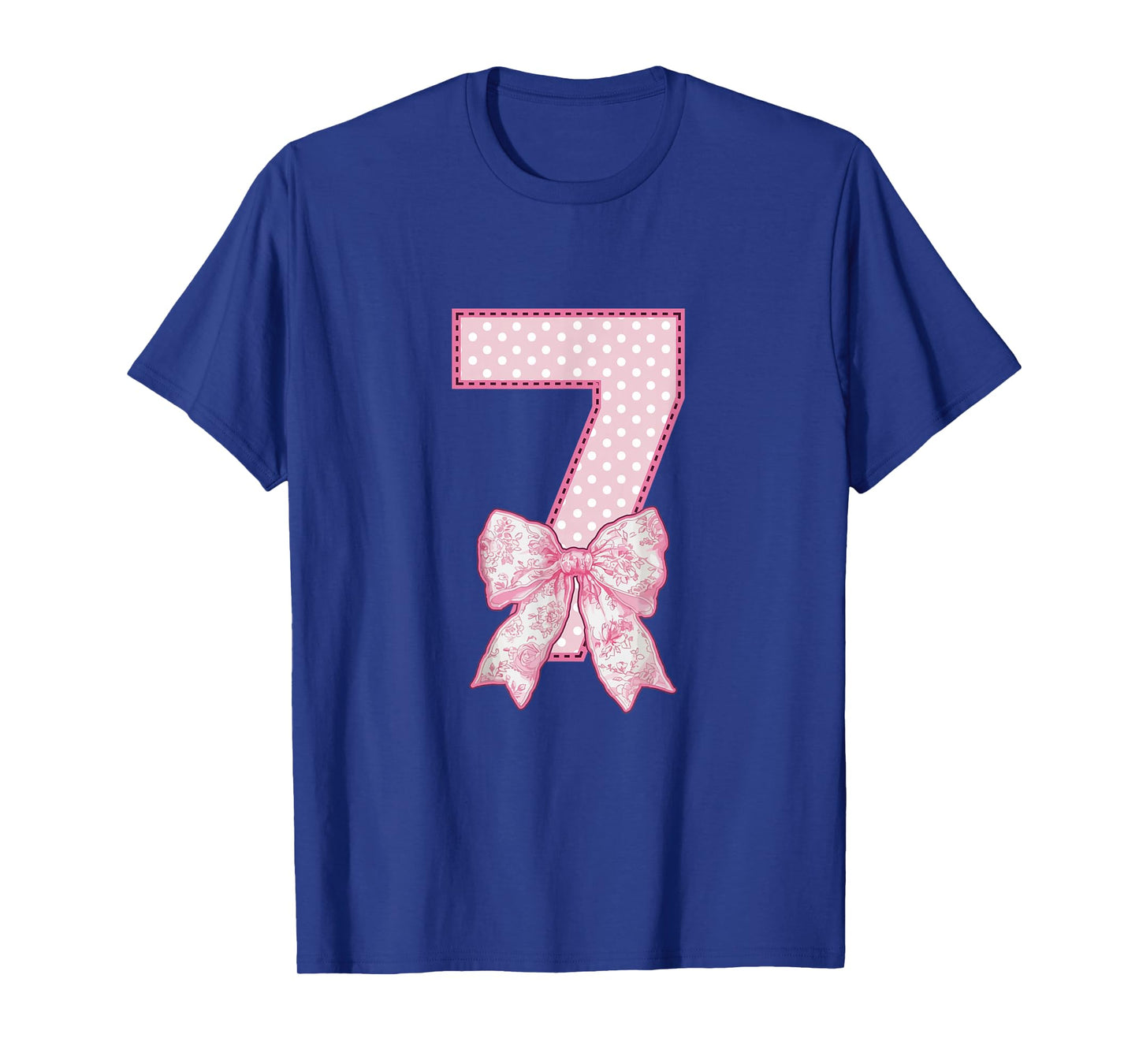7th Birthday Shirt Girl Coquette Bow Kids Seven 7 Year Old T-Shirt