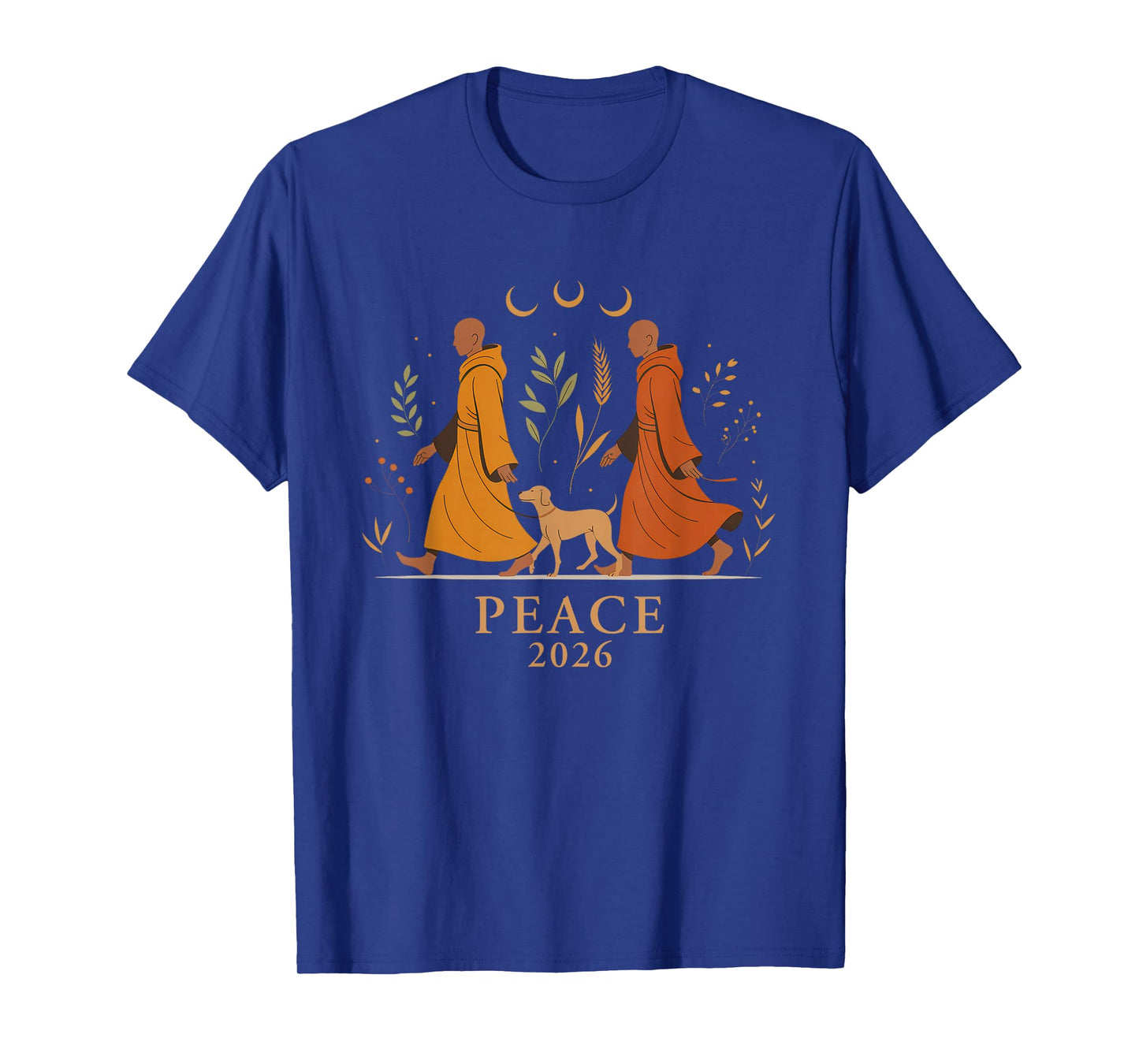 Walk Peace 2026 World Peace Monks with Aloka Dog Spiritual T-Shirt