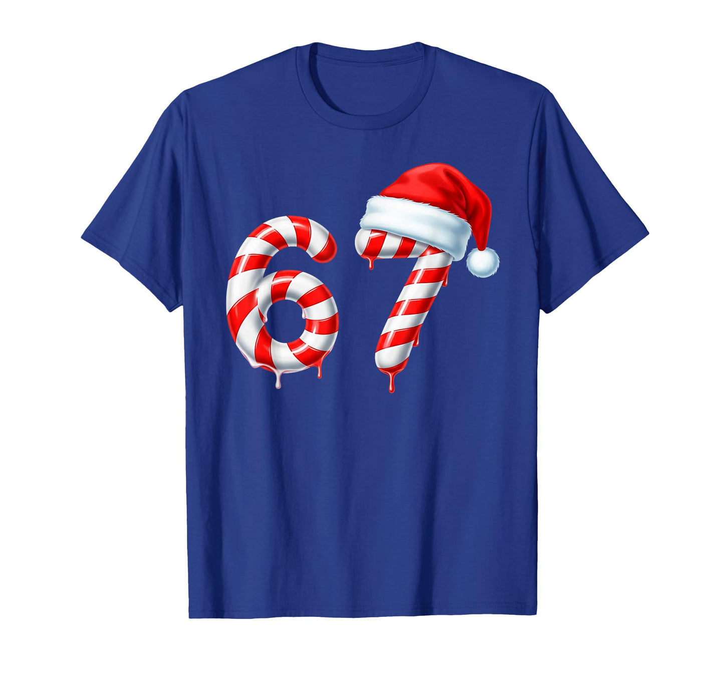 Funny Six Seven 67 Meme Christmas Humor Candy Cane Santa Hat T-Shirt