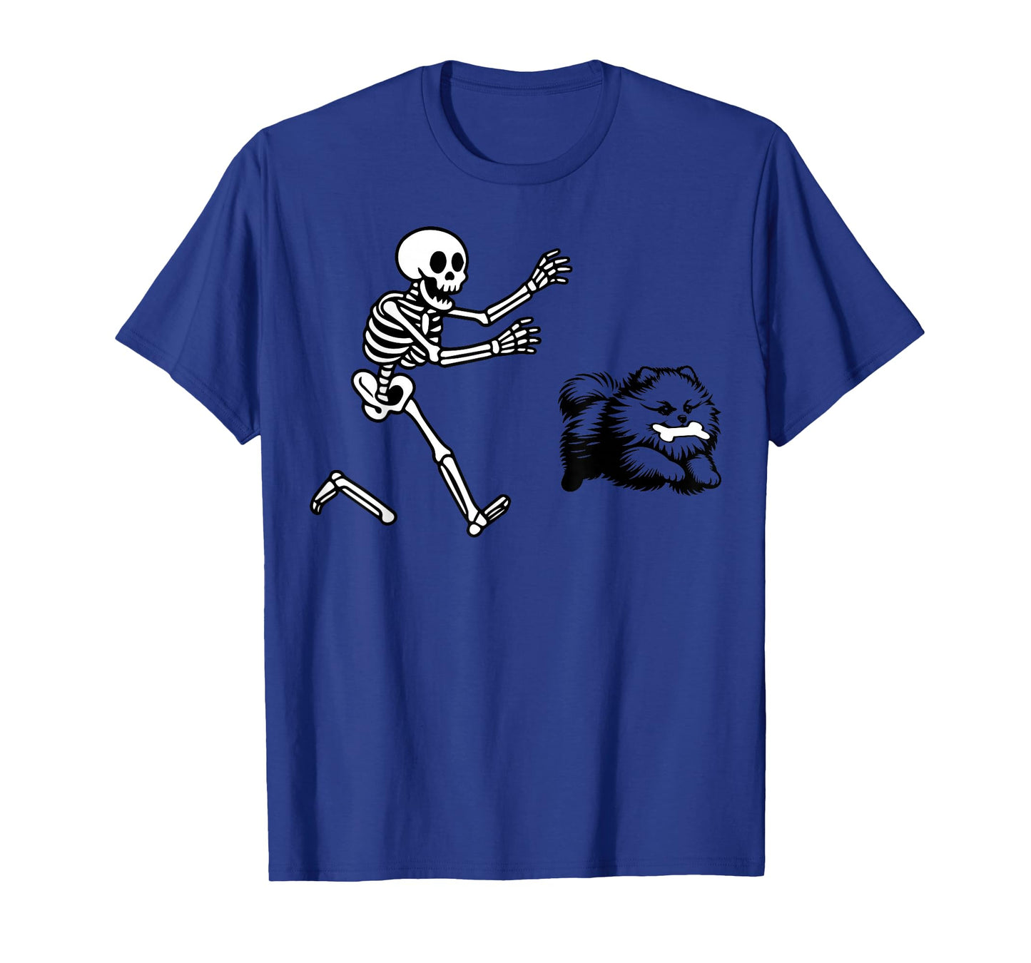 Funny Pomeranian Running Skeleton Halloween T-Shirt