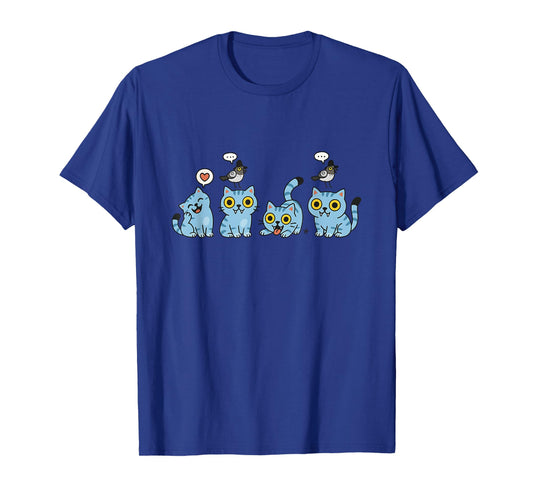 Funny Cute Blue Cartoon Tiger Playing k-pop Cosplay Design T-Shirt