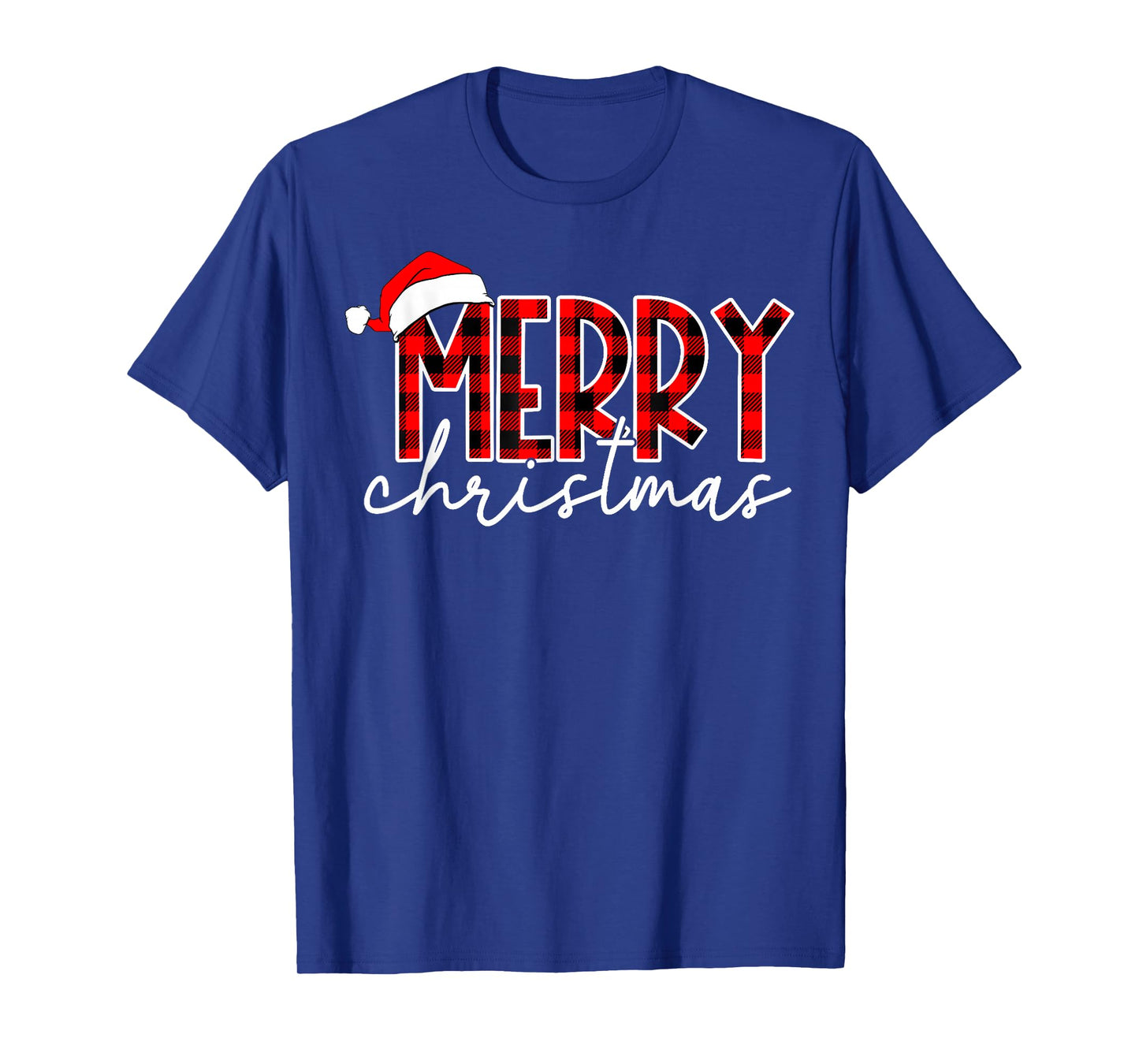 Merry Christmas Buffalo Plaid Red Santa Family Xmas Pajamas T-Shirt