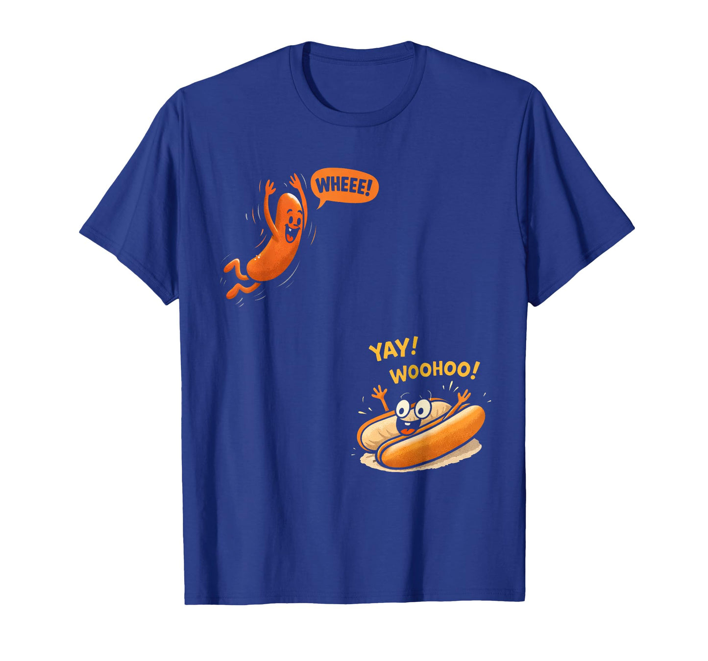 Funny Hot Dog Jumping Into Bun Sausage BBQ High Dive T-Shirt
