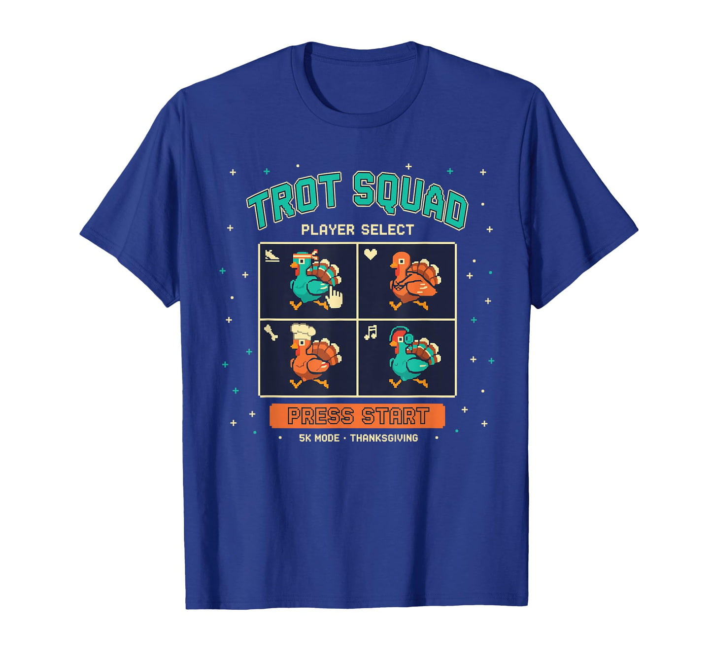 Funny Running Turkey Trot Squad 2025 Thanksgiving Pixels T-Shirt