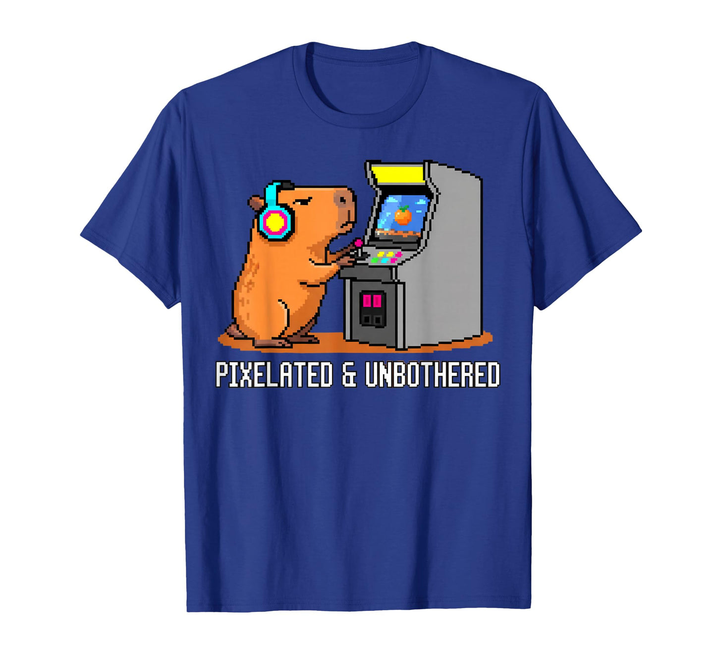 Pixelated Unbothered Capybara Retro Gaming Gamer T-Shirt
