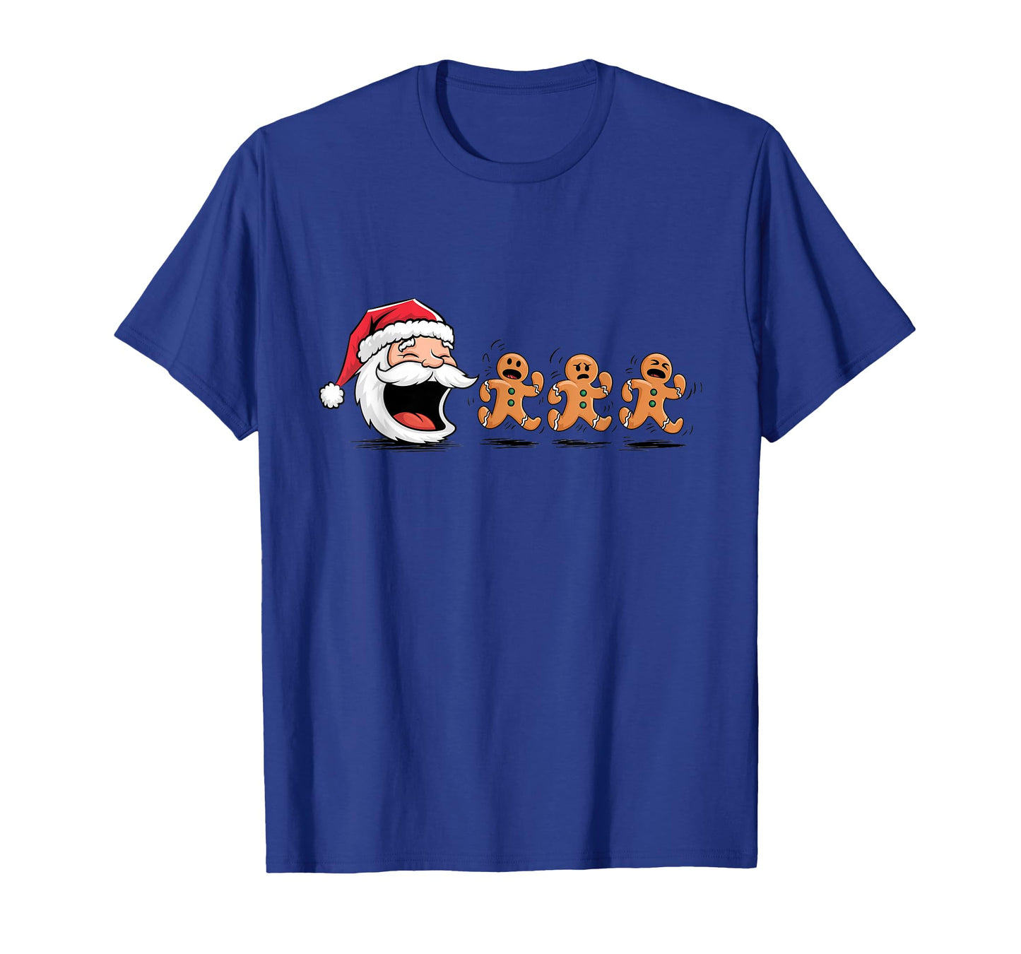 Funny Santa Chasing Gingerbread Men Christmas T-Shirt