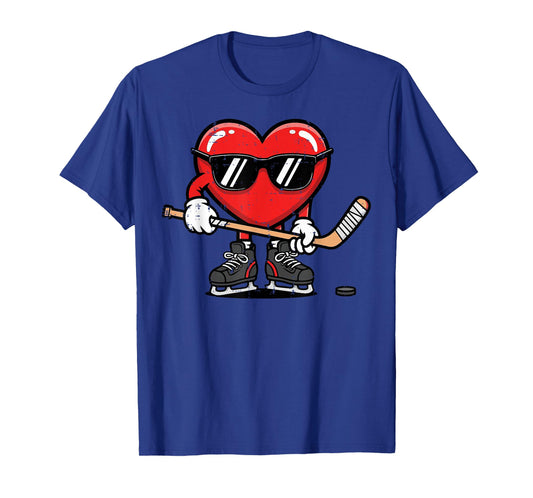 Valentines Day Ice Hockey Heart Boys Kids Youth Men Teen T-Shirt