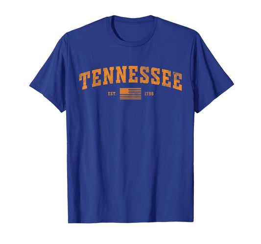 Vintage Tennessee TN City Orange USA Flag 1796 for Men Woman T-Shirt