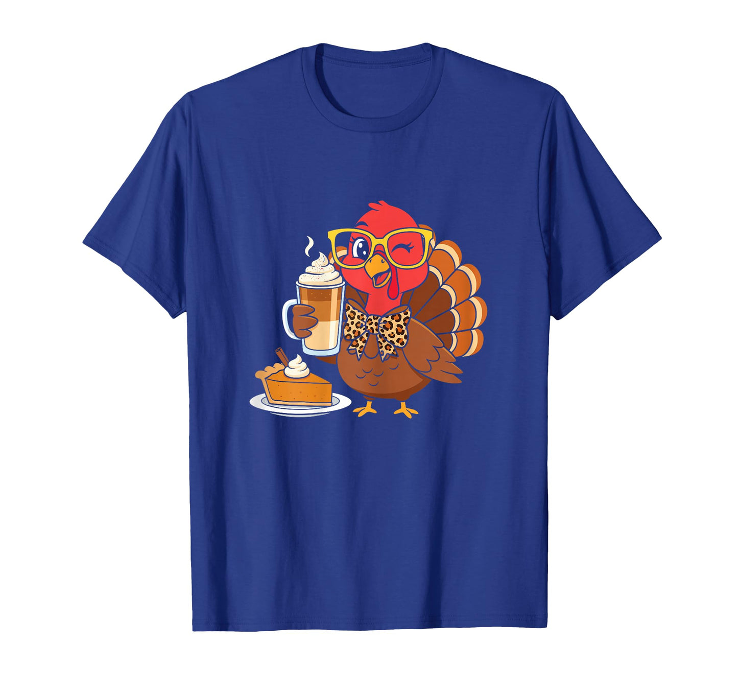 Turkey Drinking Coffee Bow Thanksgiving Womens Funny Gifts T-Shirt