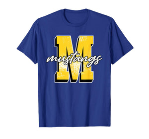 Yellow Mustang Pride School Spirit Game Day Mustangs Letter T-Shirt