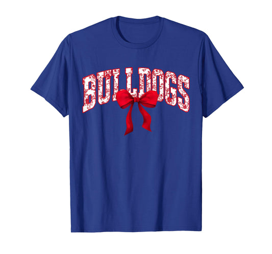 Bulldogs Floral Toile Red Coquette Bow Girls Womens Kids T-Shirt