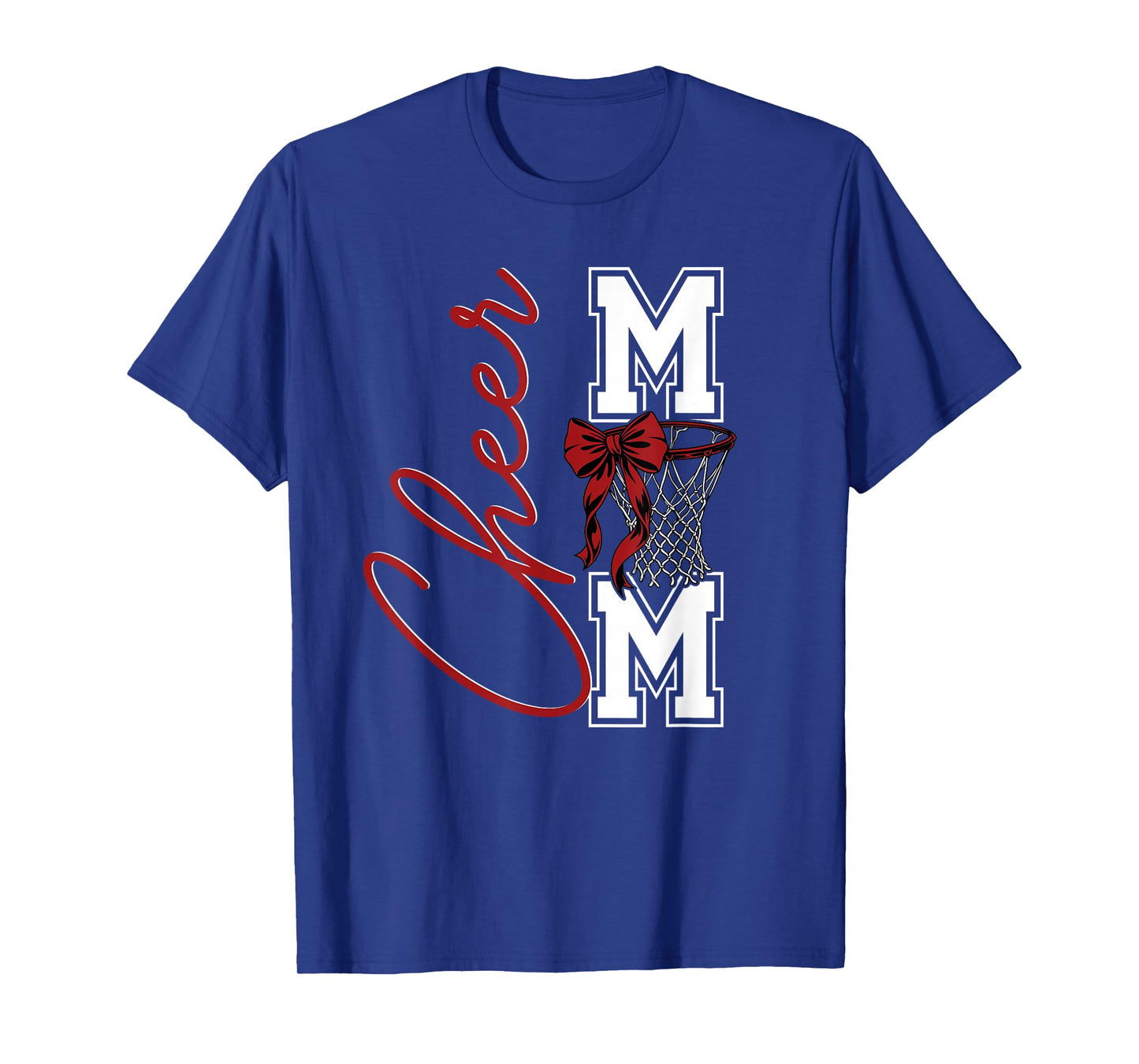 Basketball Game Cheerleading Sport Cheer Mom Mama Bow Red T-Shirt