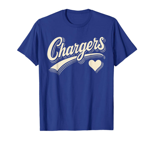 Vintage Chargers Name Heart Retro Gift for Men Women Kids T-Shirt
