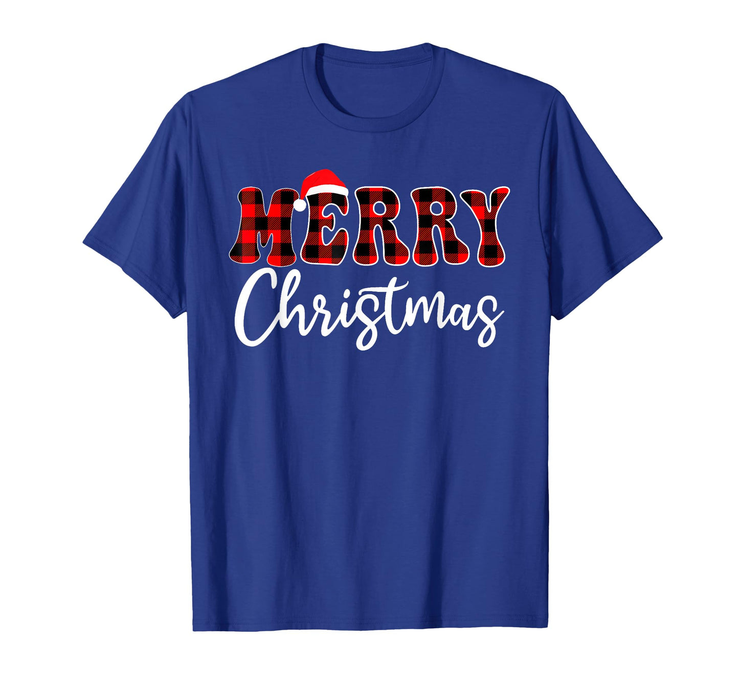 Merry Christmas with Black and Red Plaid Family Men Women T-Shirt