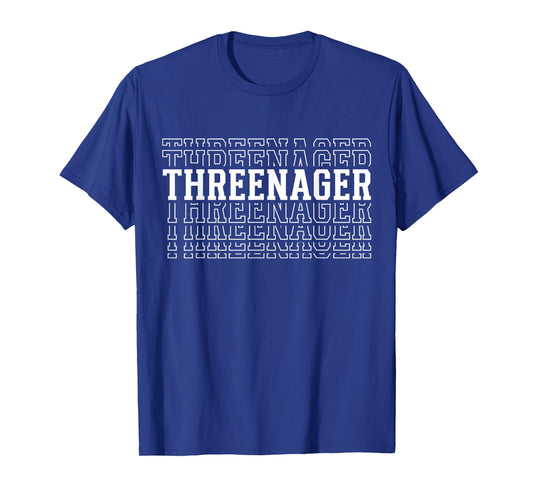 Threenager 3rd Birthday Layered Text 3 Year Old T-Shirt