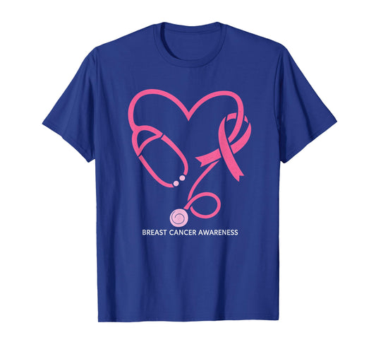Pink Stethoscope Nurse Medical Breast Cancer Awareness T-Shirt