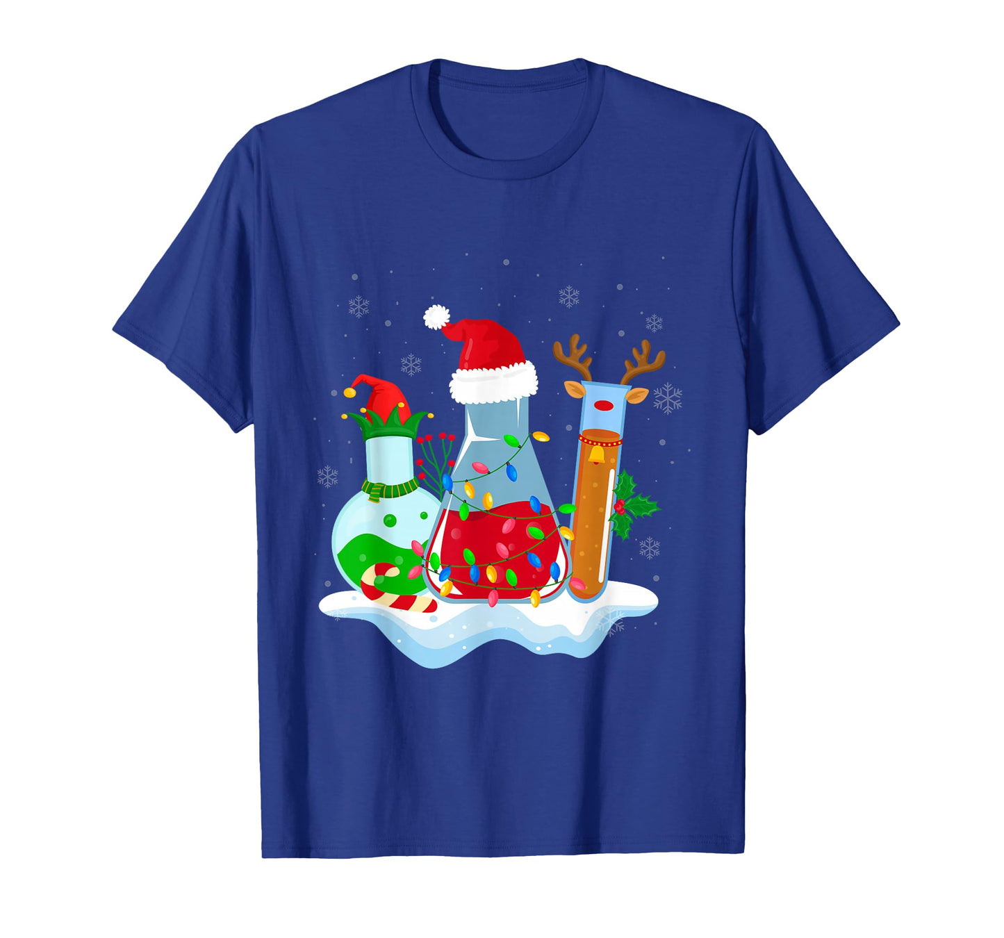 Chemical Laboratory Bottles Santa Reindeer Elf Christmas T-Shirt