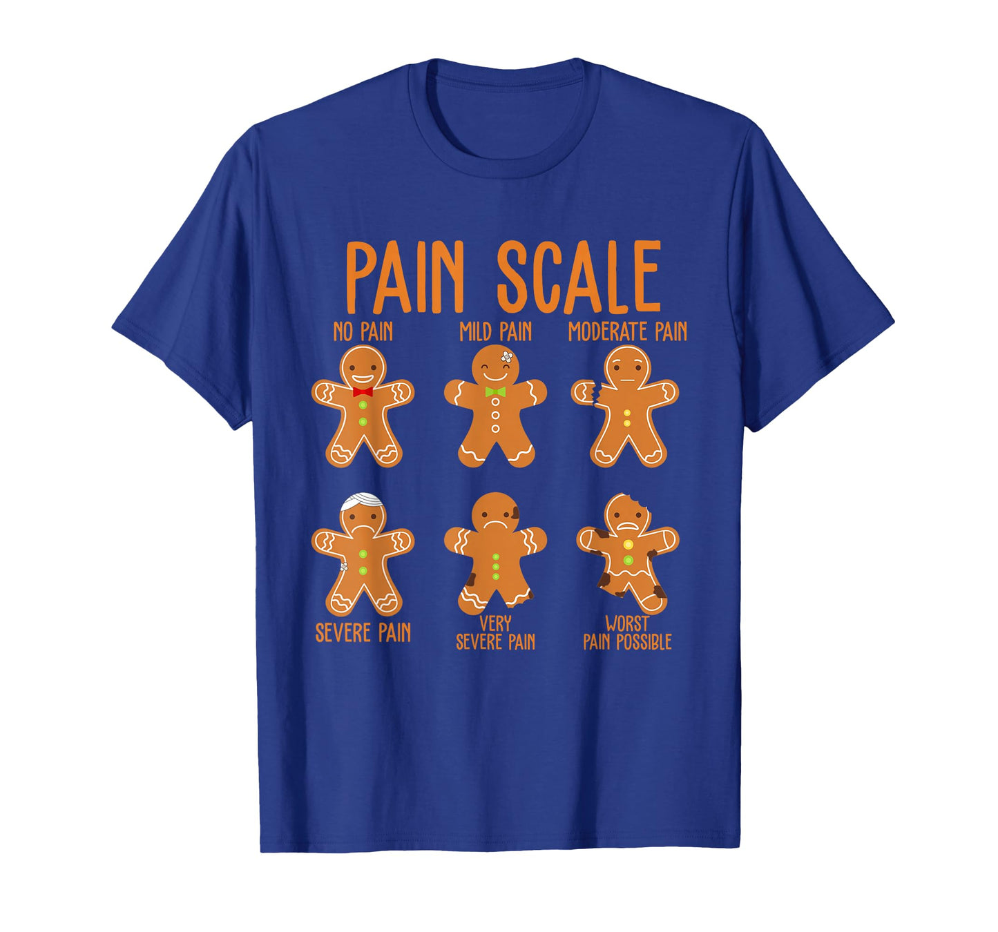 Retro Pain Scale Gingerbread Trauma Nurse Funny Christmas T-Shirt