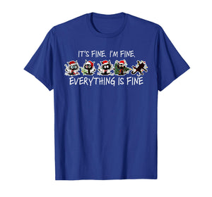 Funny Cat Christmas It’s Fine Everything is Fine Boys Girls T-Shirt