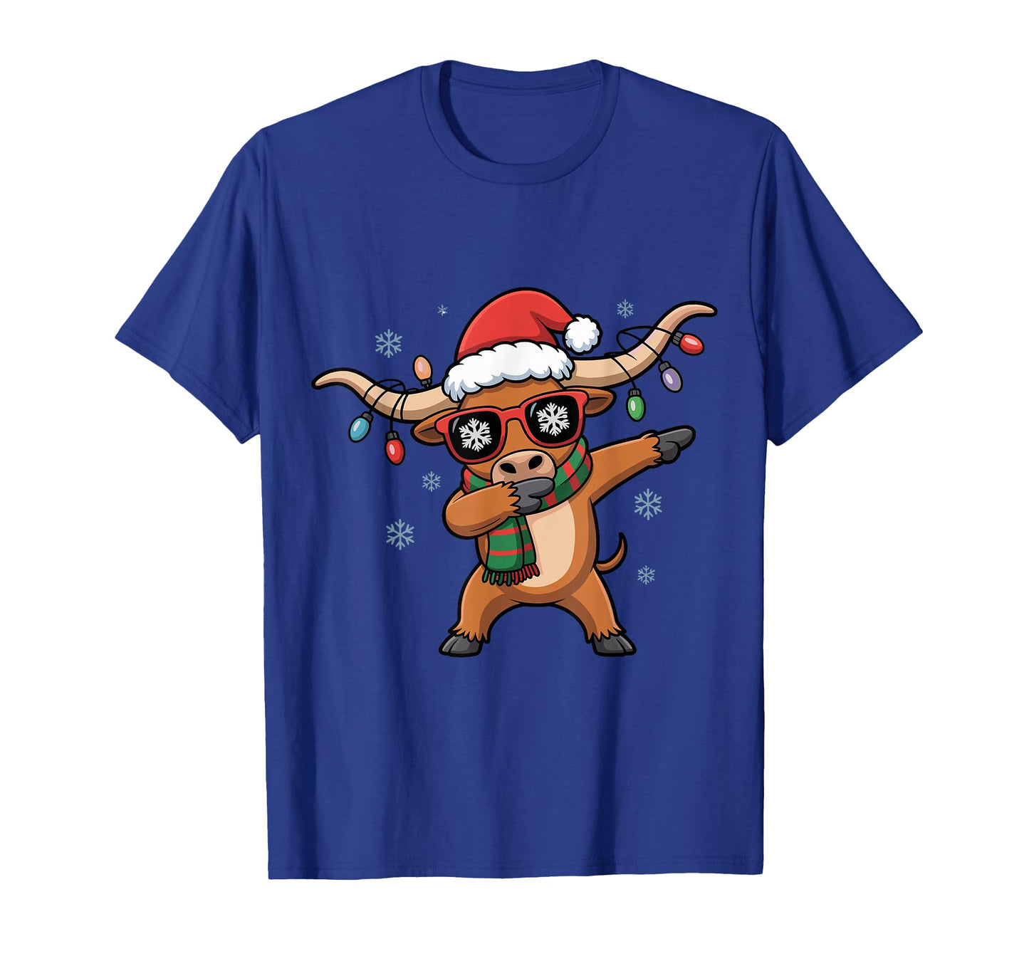 Dabbing Longhorn Christmas Funny Holiday Design T-Shirt
