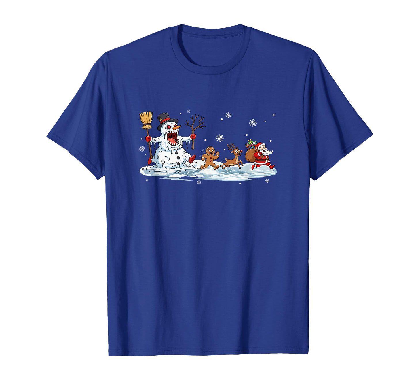 Horror Snowman Christmas Reindeer Gingerbread Santa Running T-Shirt