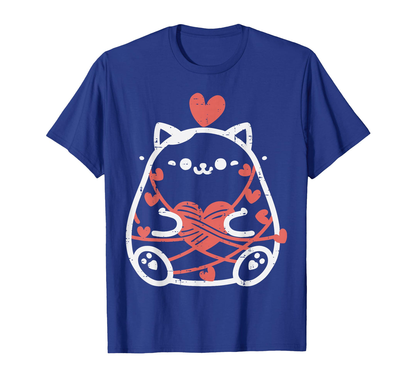 Valentines Day Fat Cat Wrapped String Kitten Women Girl Kids T-Shirt