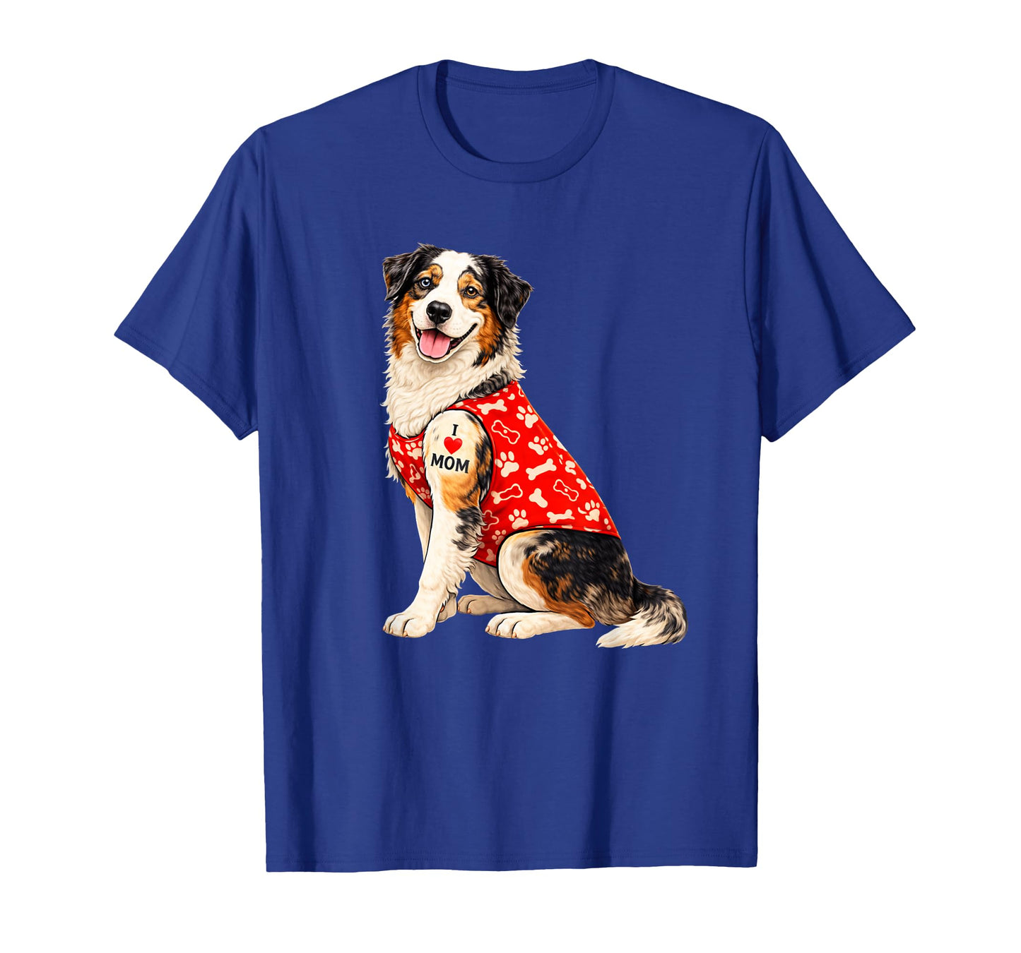 Australian Shepherd Mom I Love Mom Heart Tattoo Aussie. T-Shirt