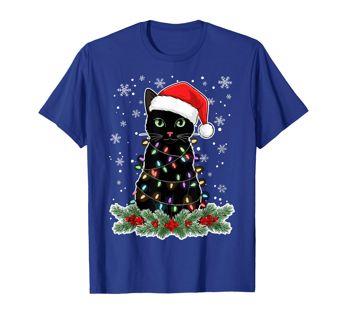 Christmas Black Cats Lover Santa Hat Funny Cat T-Shirt