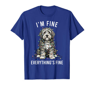 Old English Sheepdog Christmas I'm Fine Everything is Fine T-Shirt