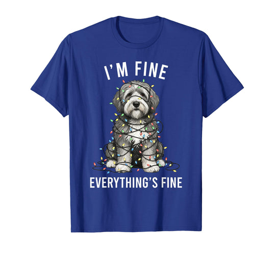 Old English Sheepdog Christmas I'm Fine Everything is Fine T-Shirt