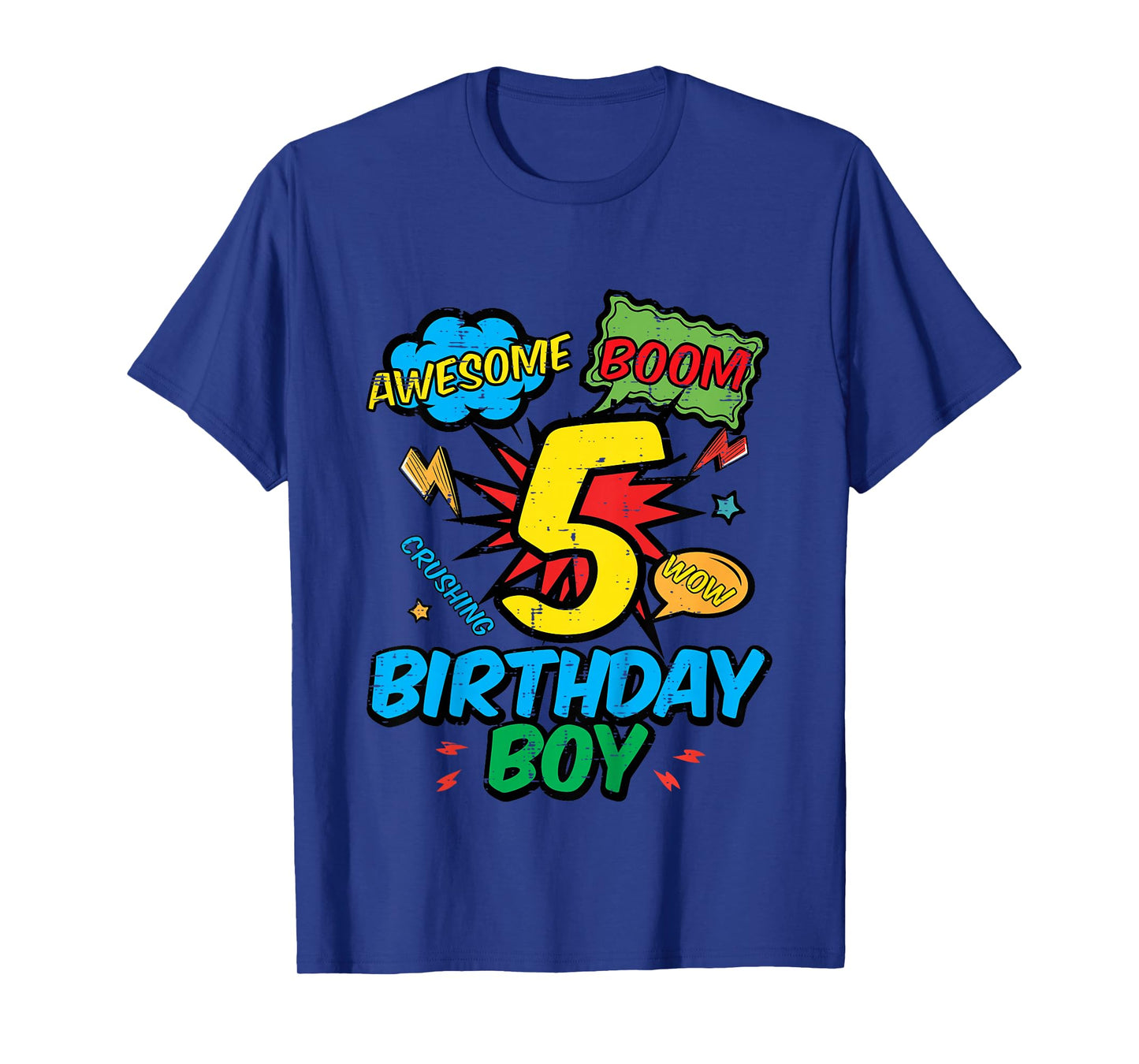 Kids 5 Birthday Boy Comic Cool 5th Bday Superhero Party Boys Kids T-Shirt
