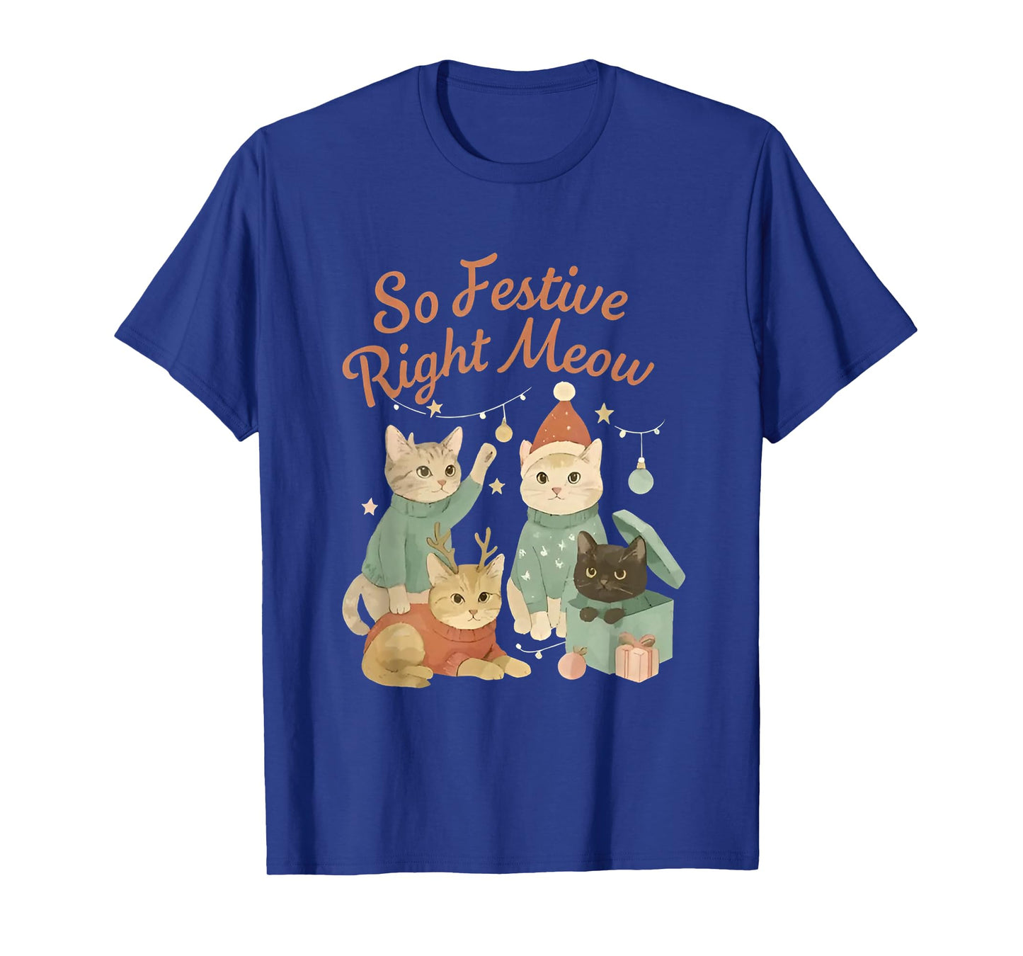 So Festive Right Meow Funny Christmas Santa Cat T-Shirt