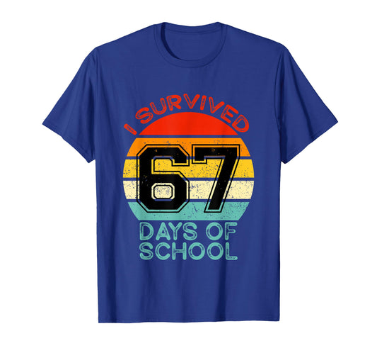 Funny Retro I Survived 67 Days of School Teachers Students T-Shirt