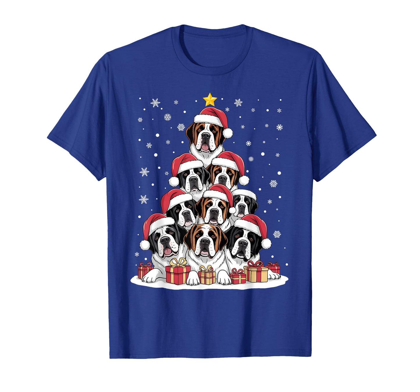 Saint Bernard Dog Christmas Tree Family Matching Xmas Pajama T-Shirt