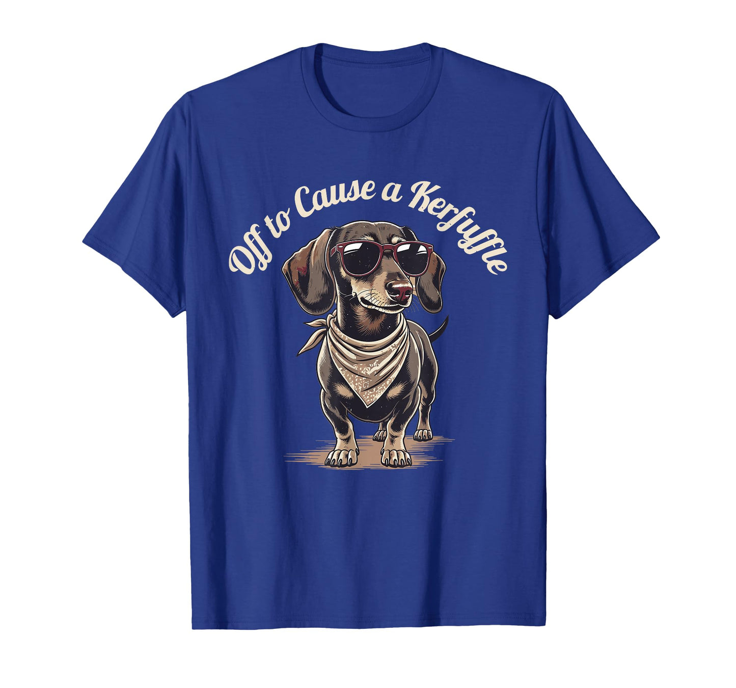 Funny Dachshund Off to Cause A Kerfuffle Retro Wiener Dog T-Shirt