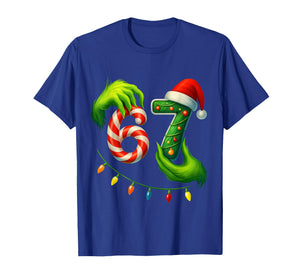Funny Six Seven 67 Meme 6 7 Santa Christmas Brainrot Kids Pj T-Shirt