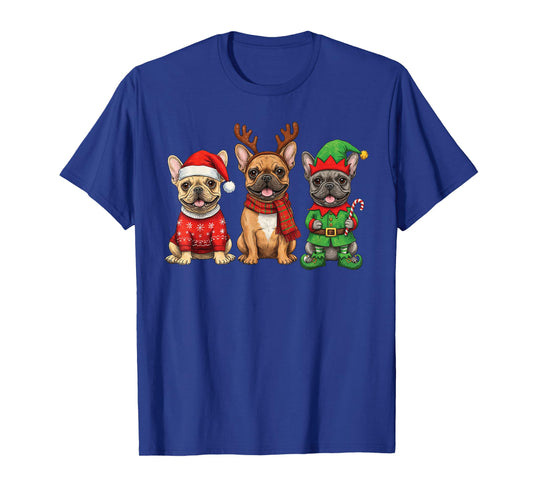 French Bulldog Christmas Lights Reindeer Santa Dog Lovers T-Shirt